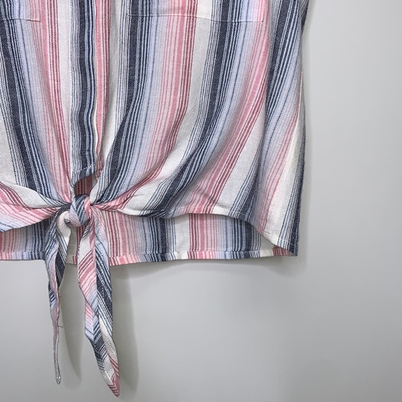 NEW CLOTH & STONE Striped Sleeveless Linen Blouse Cloth and Stone Top - Picture 4 of 8